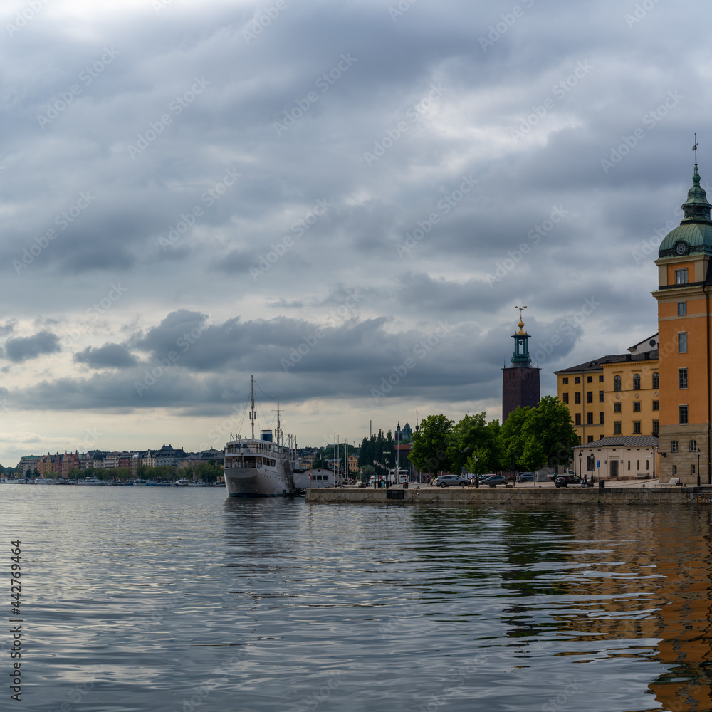 cityscape of Stockholm on an overcast summer day