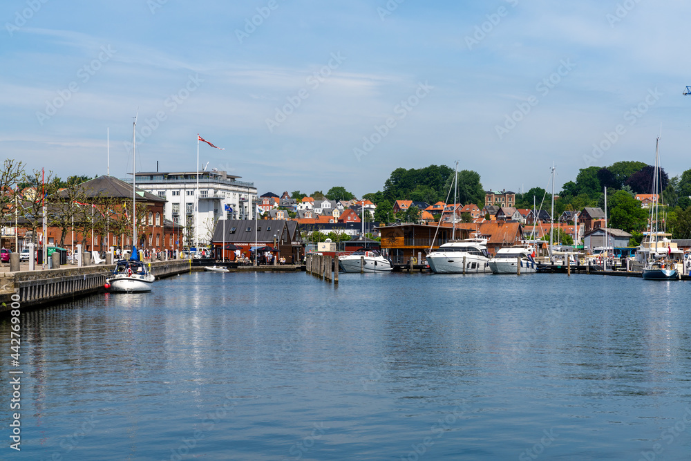 view of the Svendborg harbor and marina