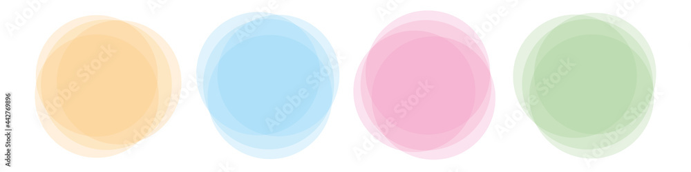 set of round simple watercolor banners on white background	