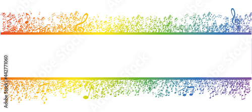 rainbow vector sheet music - musical notes melody on white background	