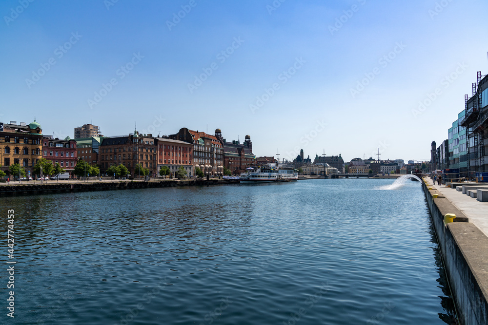 view of the Suellshammen Canal and downtown Malmo