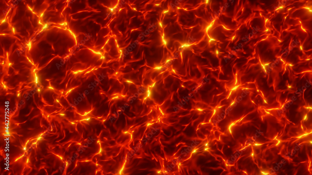 Fototapeta premium Abstract magma, lava flowing smooth fractal waves background. Fire like backdrop