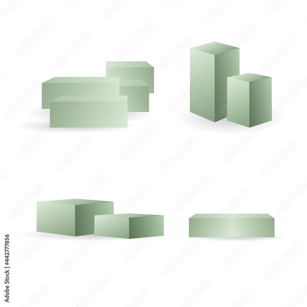 Box square Block template set with shadow background. concept podium stage showcase isolated on white background , ,podium display minimal, illustration 3d Vector EPS 10 Box square Block template set with shadow background. concept podium stage showcase isolated on white background , ,podium display minimal, illustration 3d Vector EPS 10