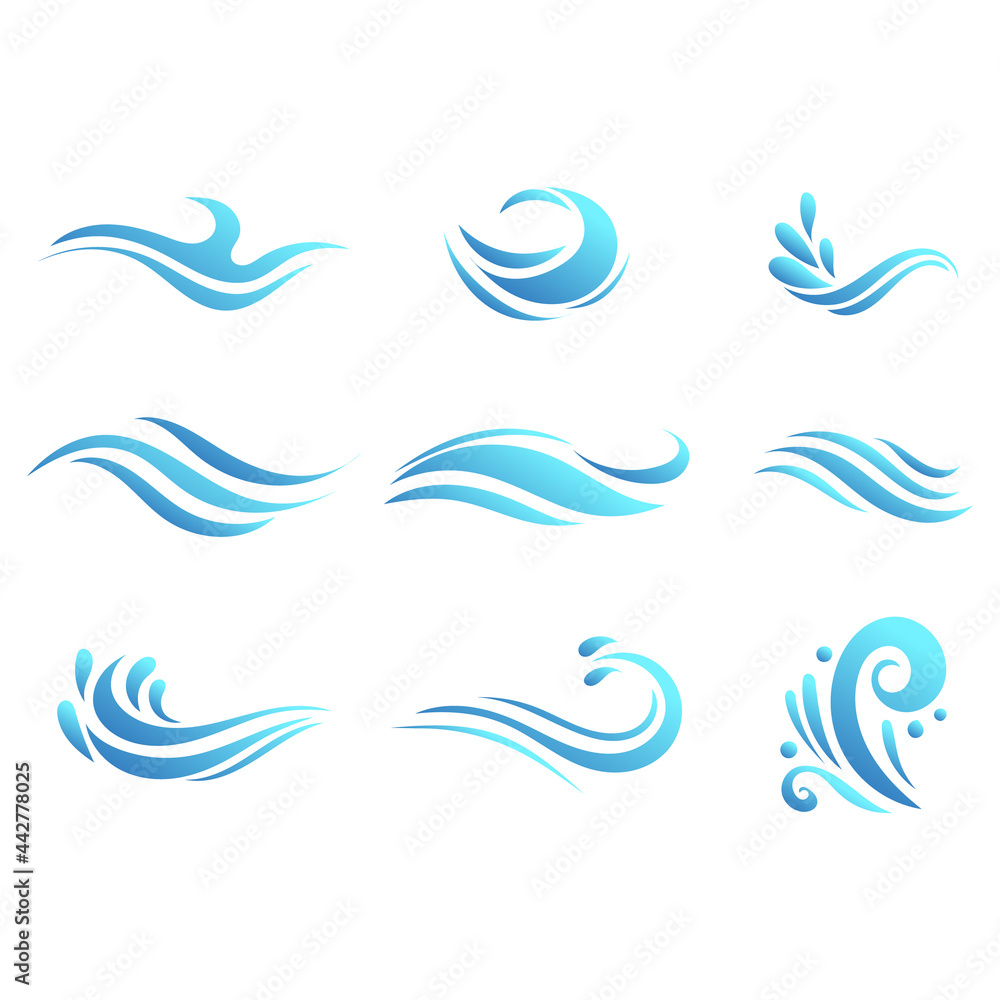 Sea waves vector set isolated on white background, illustration Vector EPS 10 Sea waves vector set isolated on white background, illustration Vector EPS 10