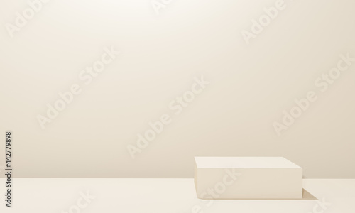 Scene with beige color podium for mock up presentation in minimalism style with copy space, 3d render abstract background photo
