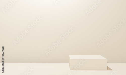 Scene with beige color podium for mock up presentation in minimalism style with copy space, 3d render abstract background