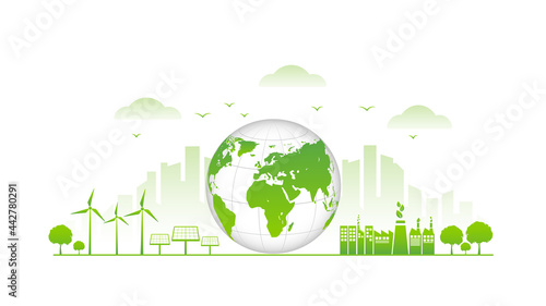 Sustainable development, World Environmental and Ecology friendly concept, Vector illustration