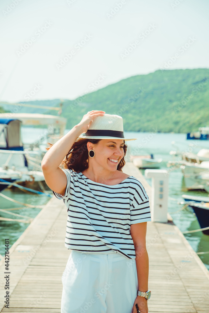woman portrait in white fedora hat woman portrait in white fedora hat