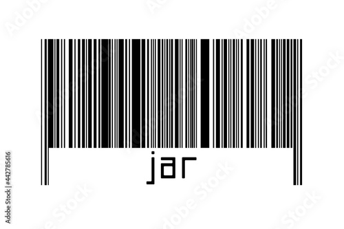 Barcode on white background with inscription jar below