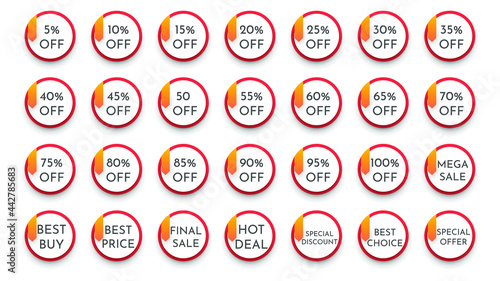 Set Tags Discount Promotional Templates Collection Stickers Vector Special Sale Label Best Price Offer Emblem Up To Elements Retail 