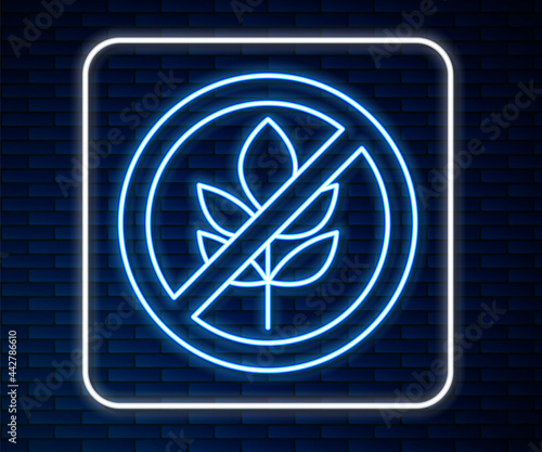 Glowing neon line Gluten free grain icon isolated Glowing neon line background. No wheat sign. Food intolerance symbols. Vector