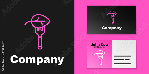 Pink line Vegan food diet icon isolated Pink line background. Organic, bio, eco symbol. Vegan, no meat, lactose free, healthy, fresh and nonviolent food. Logo design template element. Vector