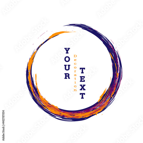 Zen ink circle emblem. Paint strokes. Multi-colored strokes. Design template for the design of banners, posters, booklets, covers, magazines. EPS 10