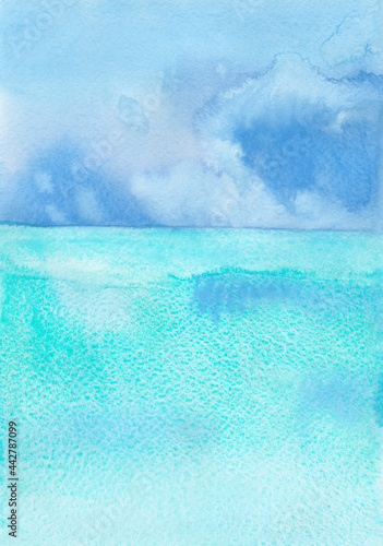 watercolor ocean and sky
