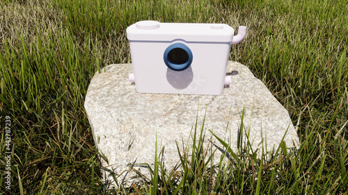 Toilet Pump Shredder. Rendered in 3D. A waste shredder, and sewer debris, which is connected to the toilet drain, commonly referred to as a waste grinder.