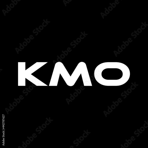 KMO letter logo design with black background in illustrator, vector logo modern alphabet font overlap style. calligraphy designs for logo, Poster, Invitation, etc.