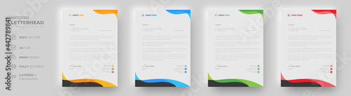 corporate modern letterhead design template with yellow, blue, green and red color. creative modern letter head design template for your project. letterhead, letter head, simple letterhead design.