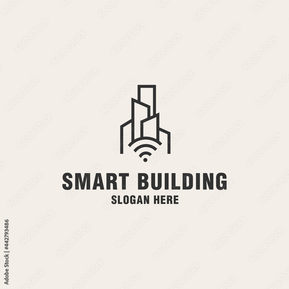 Smart building logo template on monogram style