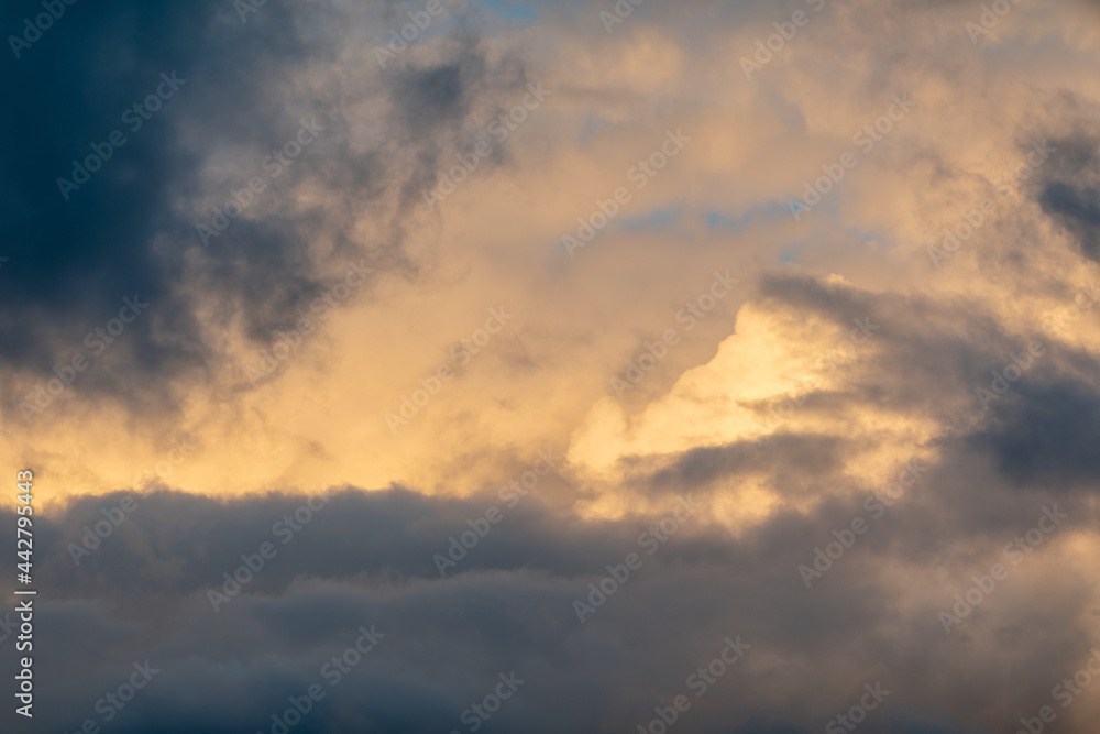 Beautiful sky with clouds at sunset.