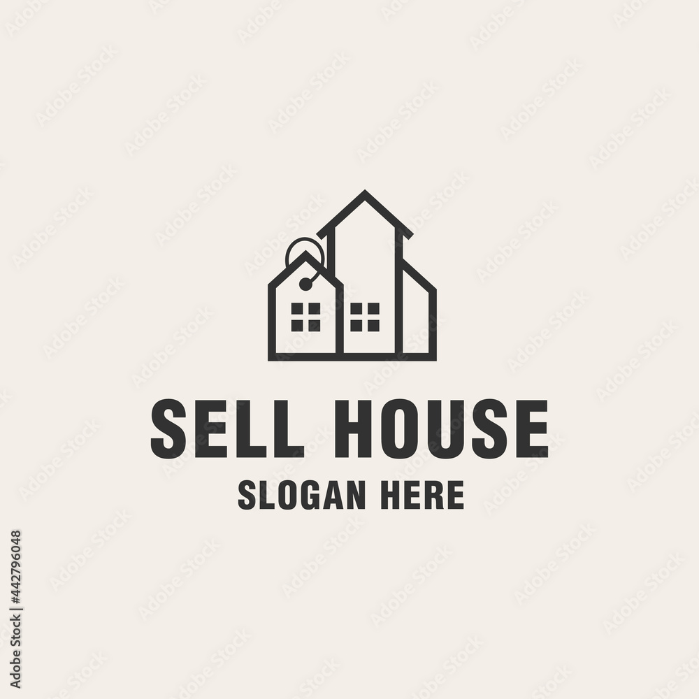 Sell house logo template on monogram style