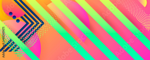 Bright juicy colors background with geometric elements, lines and dots for text, universal design, banner concep. Vector eps 10