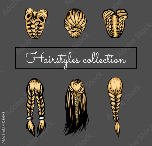 set of hairstyles sketches