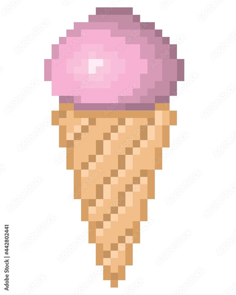 Ice cream dessert concept food pixel art icon illustration