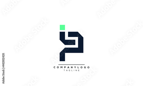 IP initials monogram letter text alphabet logo design