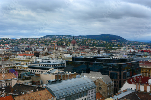 Stormy cityscape of Budapest, Hungary. View of a large ancient European city.