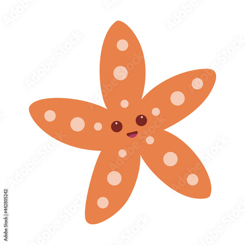 Isolated cute seastar animal. Sea life Vector
