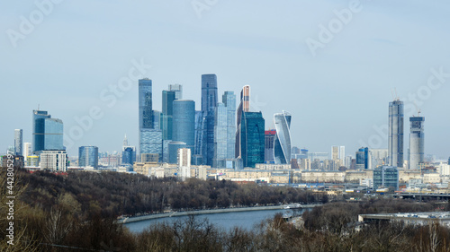View of the Moskva River from the cable car in Luzhniki