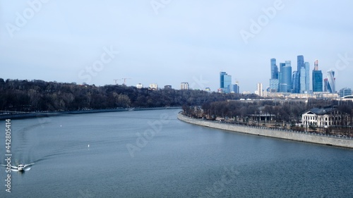 View of the Moskva River from the cable car in Luzhniki