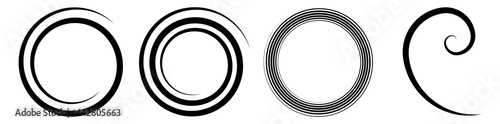 Abstract spiral, swirl, twirl design element. Curlicue, rotating shape. Volute, vortex, helix element