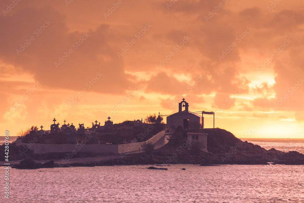 Agios Fokas Greece, sunrise at stormy weather