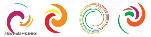 Abstract spiral, swirl, twirl design element. Curlicue, rotating shape. Volute, vortex, helix element