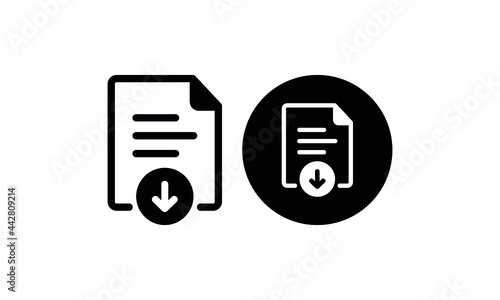 download document file icon. Document with download icon.