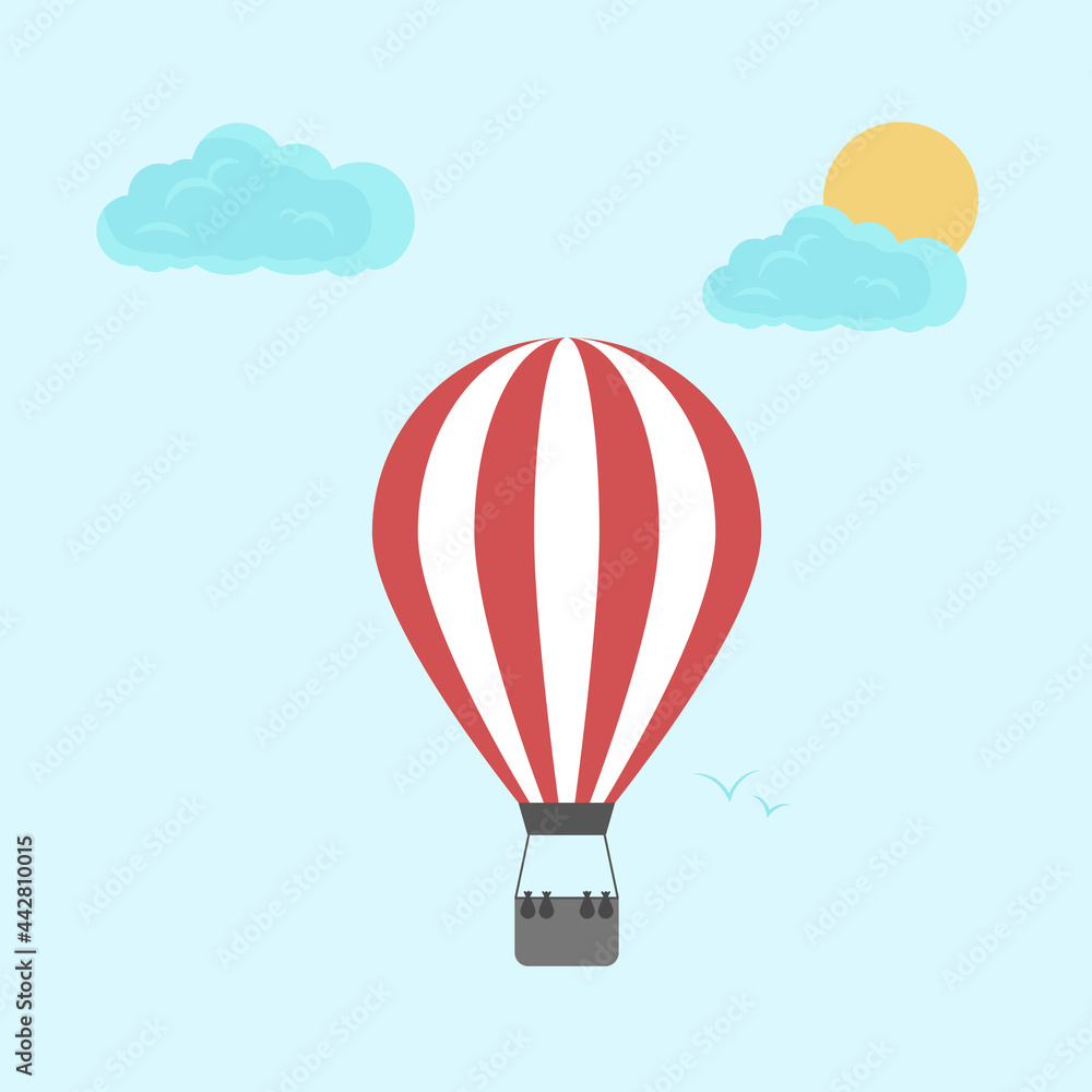 Fototapeta premium Hot air balloon in the sky. Vector illustration, flat style