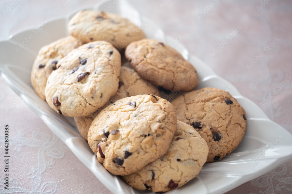 Cookies, The concept of the cookie inside the plate on the table Cookies, The concept of the cookie inside the plate on the table