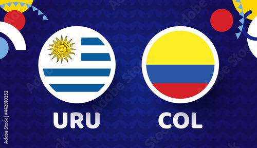 Uruguay vs Colombia match vector illustration Football Copa America 2021 championship