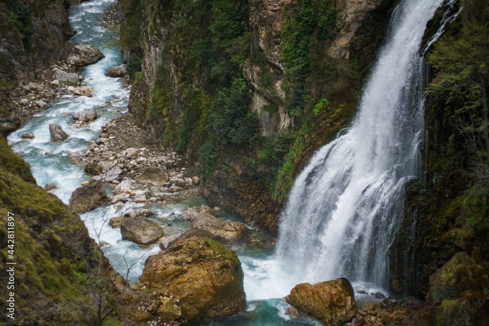 Kapuzbasi waterfalls in Aladaglar National Park in Turkey