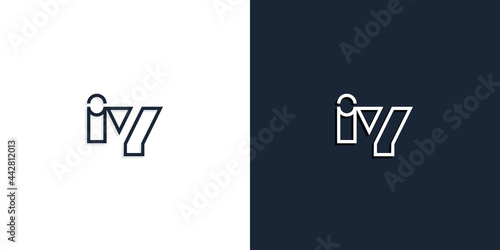 Abstract line art initial letters IY logo.