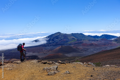 Hiking in the crater / Dormant volcano, Haleakala National Park, Maui island, Hawaii © youli