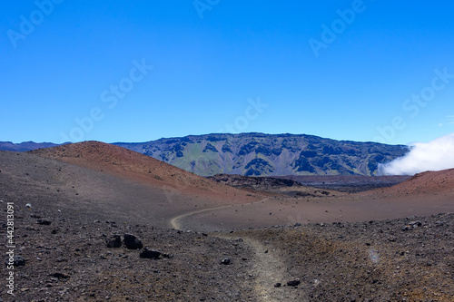 Hiking in the crater   Dormant volcano  Haleakala National Park  Maui island  Hawaii