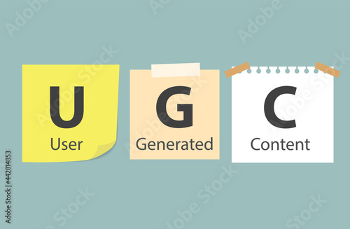 UGC User Generated Content written on memory papers- vector illustration