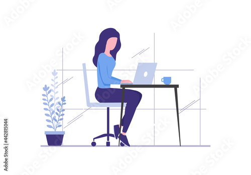 Office work concept. Colored flat vector illustration. Isolated on white background. 