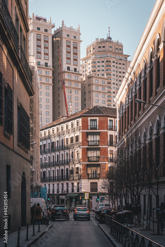 Street scene with architecture, Madrid, Spain © jonbilous