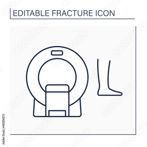 CT scan line icon. Computed tomography. Medical imaging technique used in radiology to get detailed images of bones.Healthcare concept. Isolated vector illustration. Editable stroke