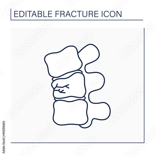 Compression fracture line icon. Crush. Vertebral collapseTrauma or vertebrae weakness. Backache.Healthcare concept. Isolated vector illustration. Editable stroke