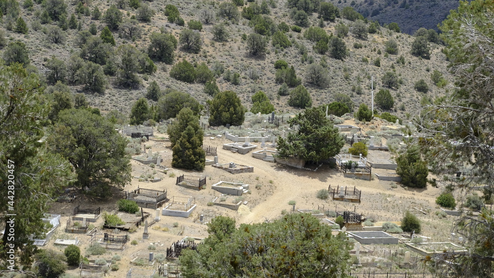 Small desert hillside cemetery