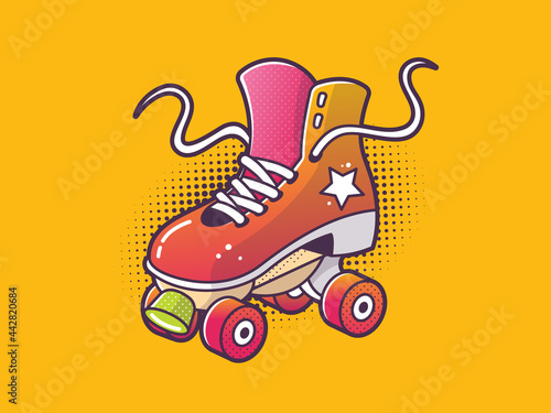Roller skates vintage pop art vector illustration